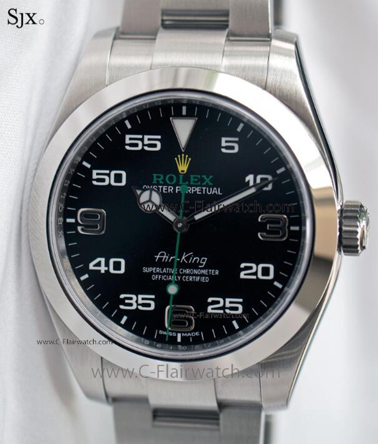 Baselworld Rolex Air King Replica Watch SS Black 116900